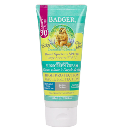 Solcreme til baby, Chamomile & Calendula, Faktor 30, Badger Balm