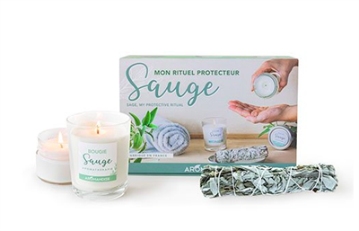 Gaveæske med massagelys, sojalys & salvie, Aromandise