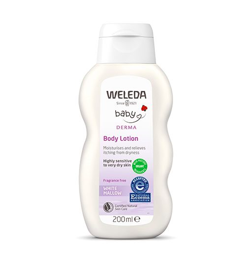 Body lotion m/White Mallow Baby Derma, Weleda