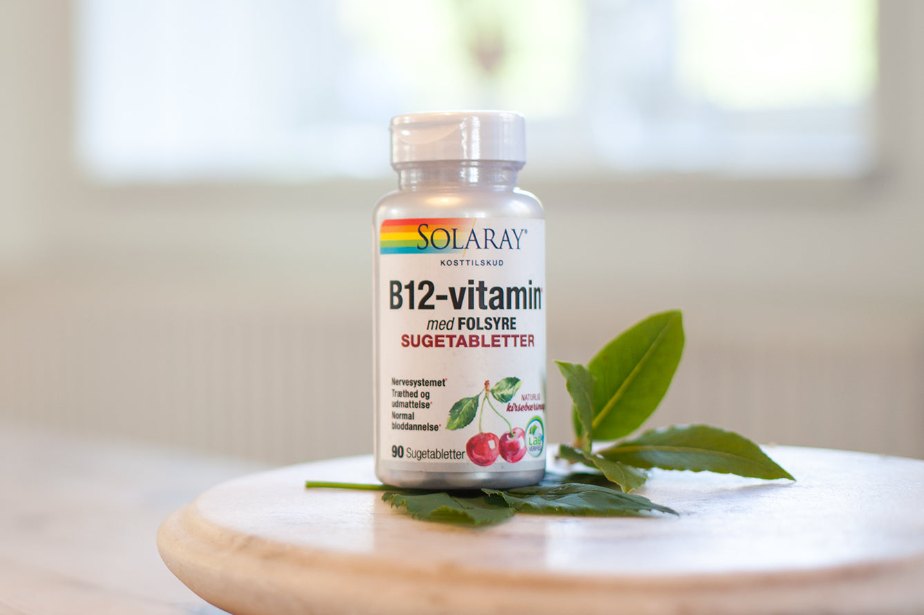 B12 vitamin m. folsyre, Sugetablet, 90 tab., Solaray
