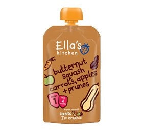 Babymos m/butternut, gulerod, æble & sveske, 4 mdr, Ellas Kitchen