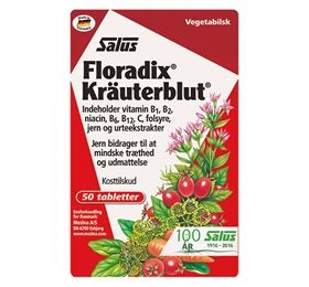 Floradix Kraüterblut, Urte.jern tabletter, 50 tab. Salus