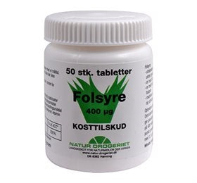 Folsyre 400 µg B9, 50 tab., Natur Drogeriet