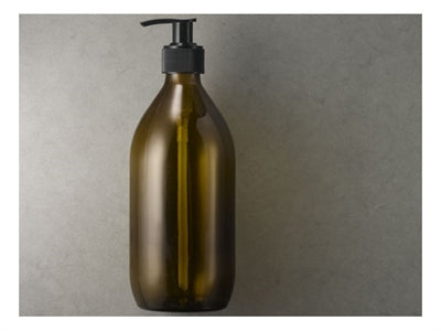 Glasflaske brun, 500ml., m/sort pumpe, Urtegaarden