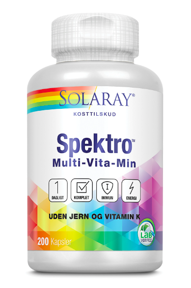 Spektro Multivitamin u/jern & vit K, 200 kap., Solaray