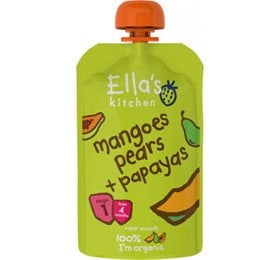 Babymos m/mango, pære & papaya, 4 mdr, Ellas Kitchen