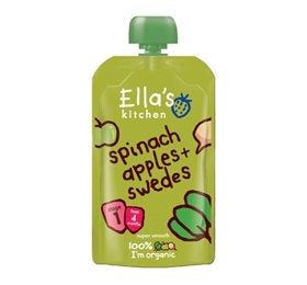Babymos m/spinat, æble & kålroer, 4 mdr, Ellas Kitchen