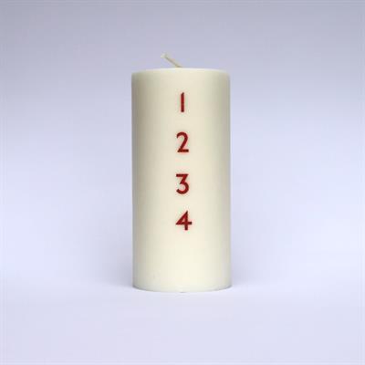 Julelys - Adventslys, røde tal, Åbenlys (kalenderlys)