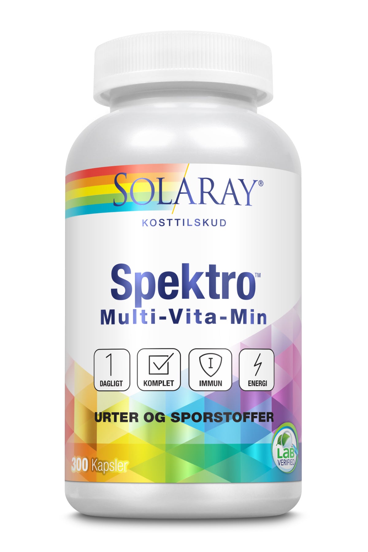 Spektro Multi-Vita-Min m/jern, 300 kap., Solaray
